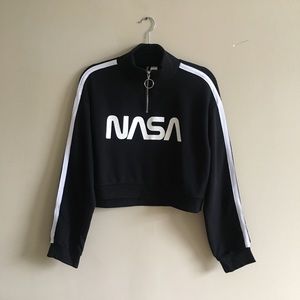 NASA cropped zip sweatshirt